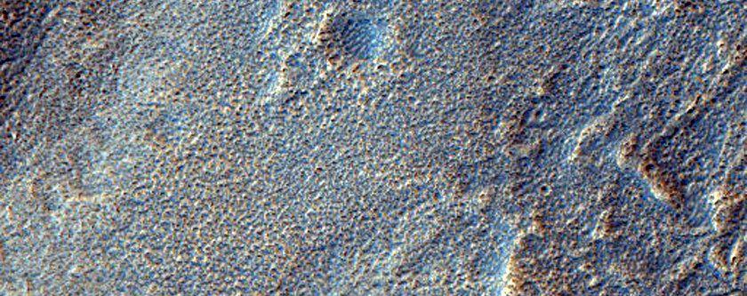 Channels along Edge of Ejecta of Crater in Northern Arabia Terra
