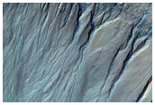 Narrow Gullies in Crater in Ariadnes Colles