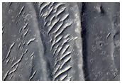 Fan in Trough in Aeolis Region in CTX Image 