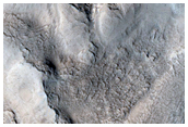 Exposed Crater Wall with Possible Flowing Material Deposits