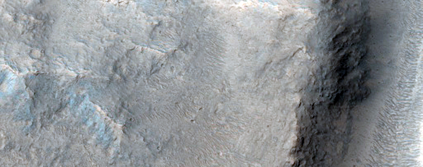 Channel Incising Rim of Fractured Crater
