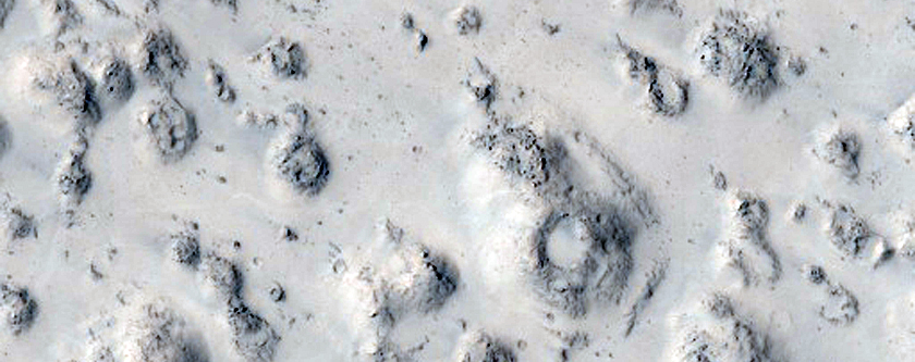 Cratered Cones within a Flow in Elysium Planitia
