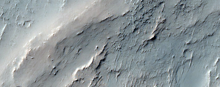 Lobate Feature in Crater 
