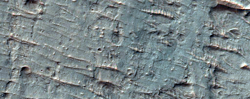 Fan Material in Crater in CTX Image