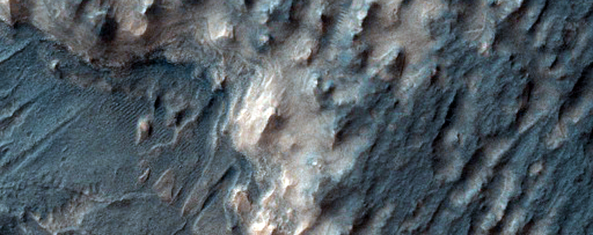 North Hellas Region Layered Rock and Sinuous Ridge Exposures
