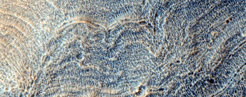 Concentric Crater Fill Material in Crater in Cydonia Region
