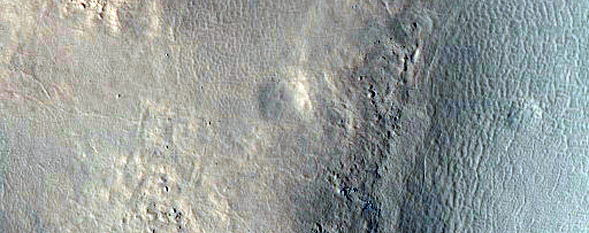 Gullies in Northern Mid-Latitude Crater in Tempe Terra
