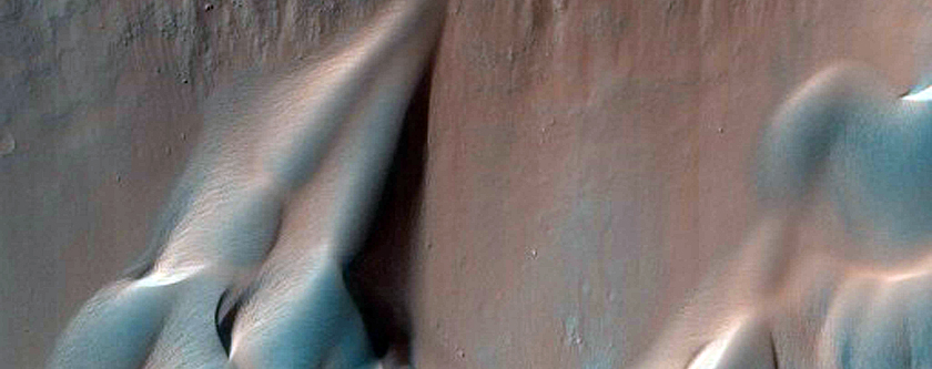 Climbing Dunes on Crater Wall

