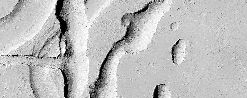 Intersecting Channels near Olympica Fossae