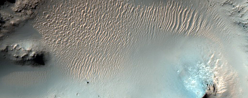 Crater Intersecting Flat-Topped Ridge in Schaeberle Crater

