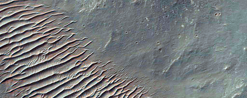 Exposed Bedrock in Western Central Uplift of 10-Kilometer Diameter Crater
