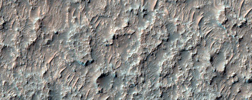 Landforms in Crater in Southern Terra Sabaea
