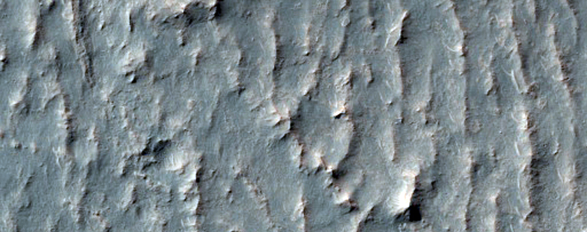 Flow Rampart of Well-Preserved Impact Crater in Mariner Crater
