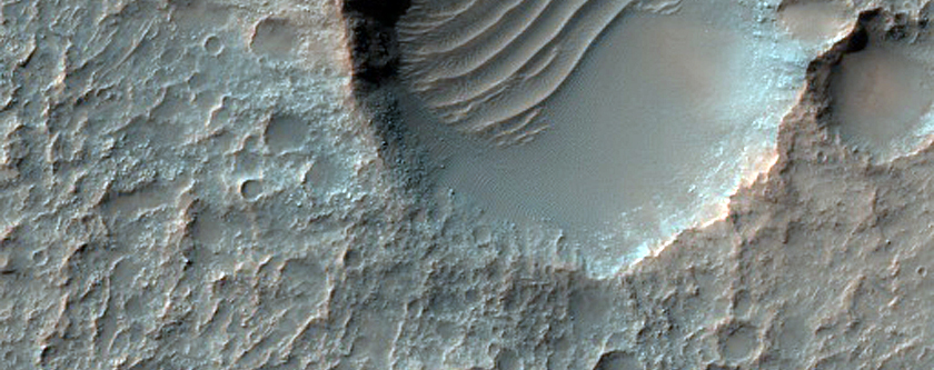 Layered Bedrock on Crater Floor
