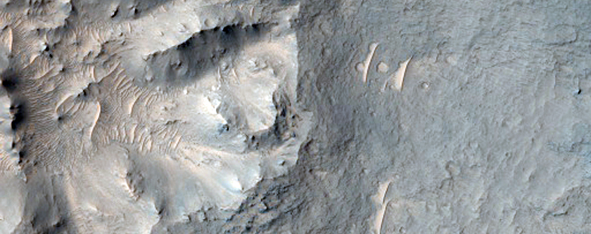 Columnar Outcrops in Crater
