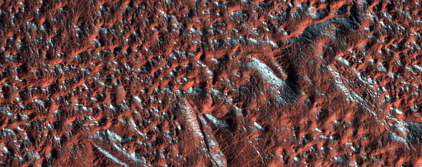 Ridges and Troughs in Crater in Terra Cimmeria

