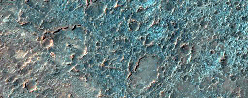 Lobate Forms in Crater North of Allegheny Vallis
