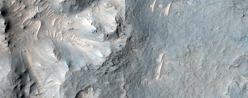 Columnar Outcrops in Crater
