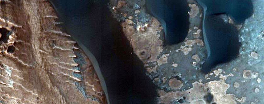 Arabia Terra with Stair-Stepped Hills and Dark Dunes