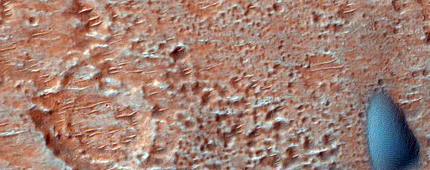 Possible Bench in Crater in Hesperia Planum
