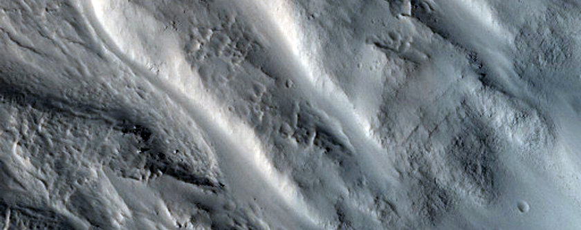 Gullies in Crater in Tempe Terra
