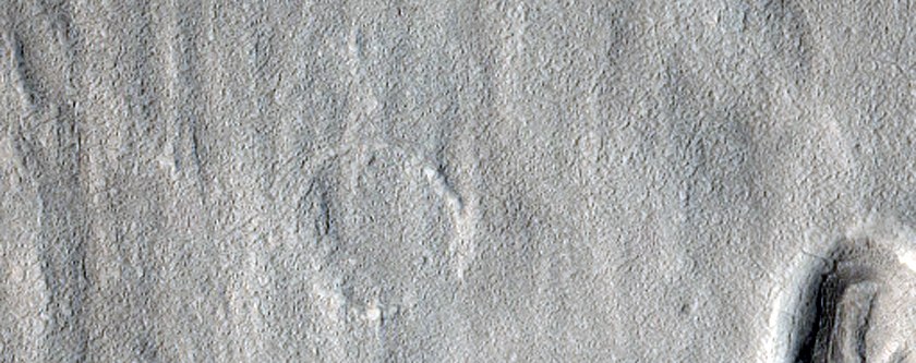 Lobes of Ejecta of Northern Mid-Latitude Crater
