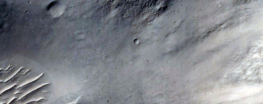 Bedrock Exposures in Crater Wall
