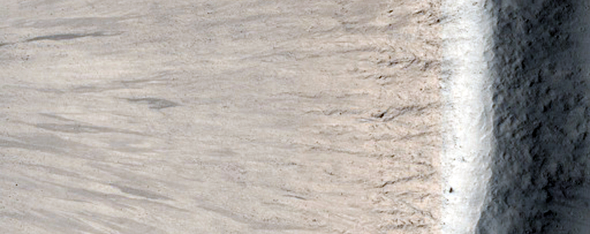 Crater Showing Layers South of Athabasca Valles
