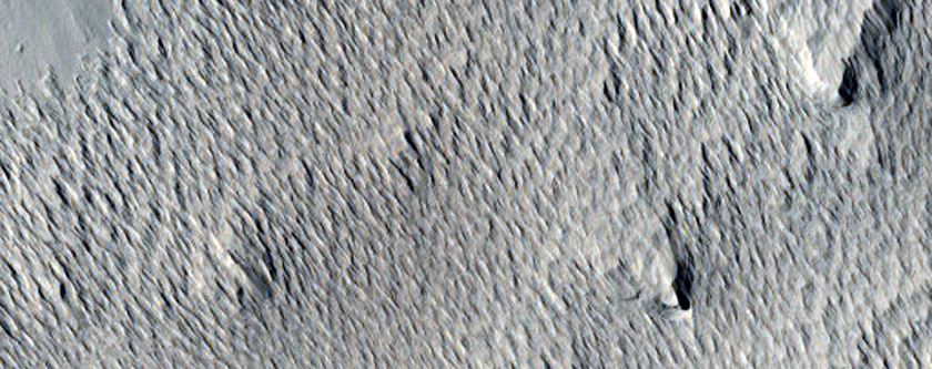 Layers in Crater Wall in Medusae Fossae Formation
