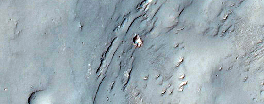 Light-Toned Material and Possible Unit Contact in Bakhuysen Crater Floor
