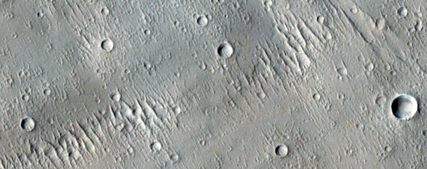 Lobate Feature Northwest of Olympus Mons Basal Scarp
