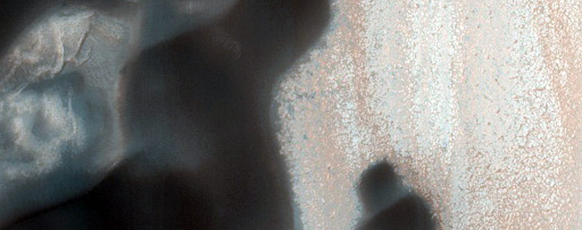 Dunes over Small Impact Crater in Olympia Undae
