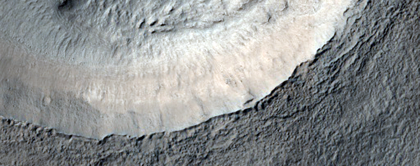Dipping Layers in Crater Near Reull Vallis