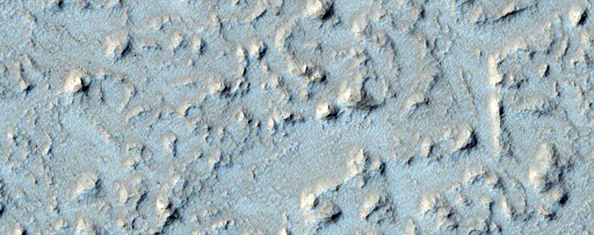 Flow and Adjacent Crater in CTX Image