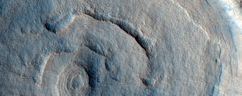 Pedestal Crater with Radial Patterns