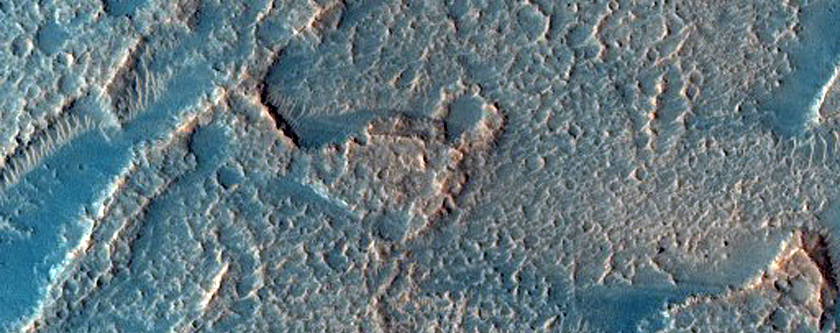 Kasei Valles Floor and Crater
