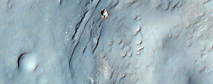 Light-Toned Material and Possible Unit Contact in Bakhuysen Crater Floor
