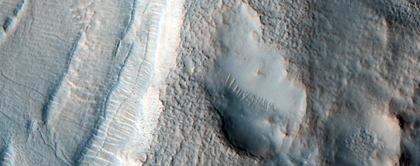 Depressions in Crater Ejecta in Protonilus Mensae
