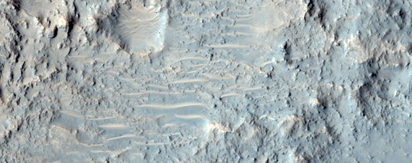 Bedrock Exposed on Crater Floor
