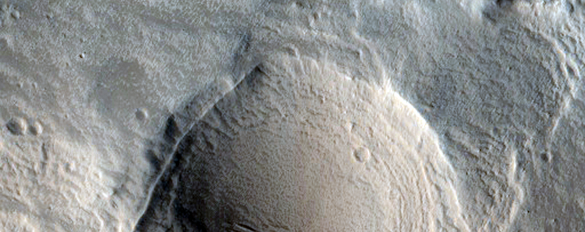 Fan Feature at Valley Terminus in Arabia Terra Crater
