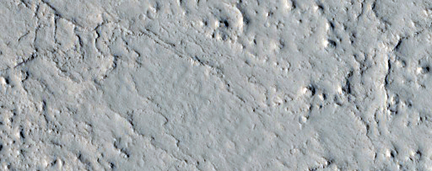 Crater at Edge of Medusae Fossae Formation
