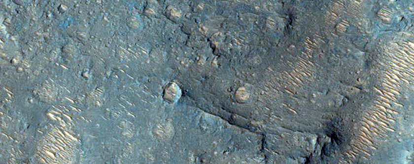 Dark-Toned Cratered Tongue Shaped Forms in Crater Floor Materials
