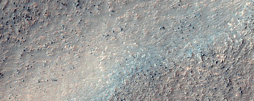 Raised Curvilinear Ridge on Crater Floor West of Argyre Region
