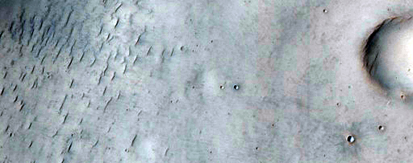 Lobes and Low-Lying Bakhuysen Crater Ejecta Deposits
