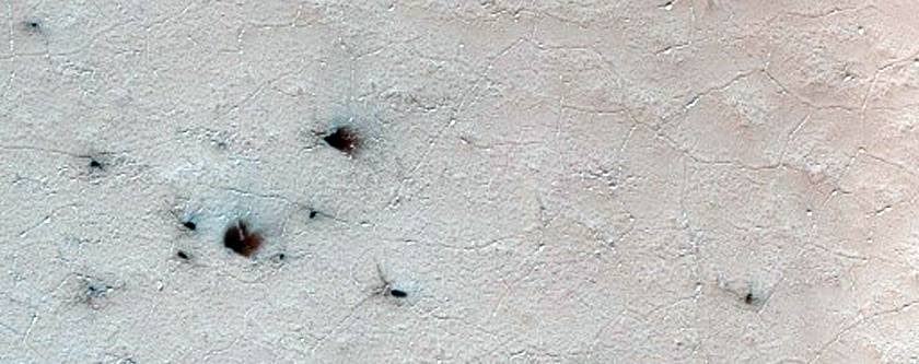 Spider Terrain Not on South Polar Layered Deposit
