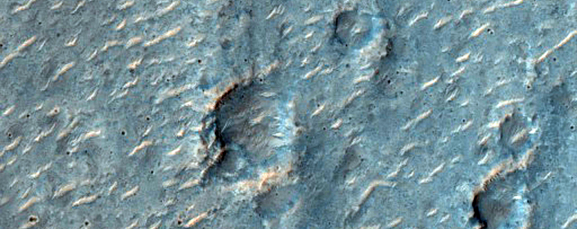 Wrinkle Ridge and Crater in Hesperia Planum