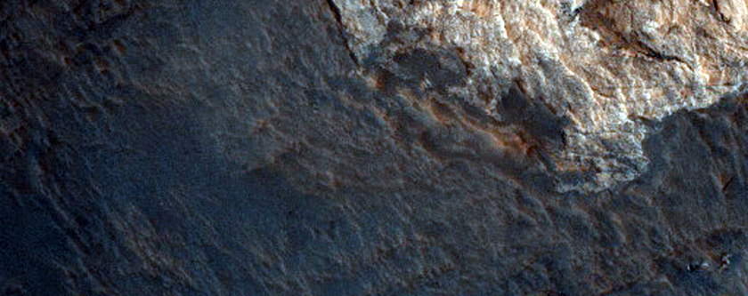 Outcrops in Southern Mid-Latitude Crater