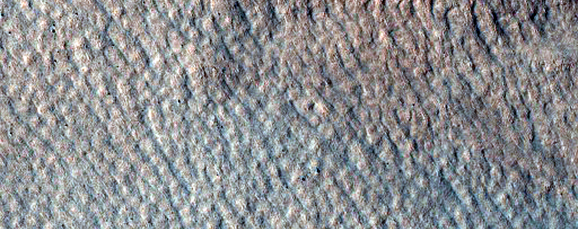 Gullies in Crater Wall in Aonia Terra