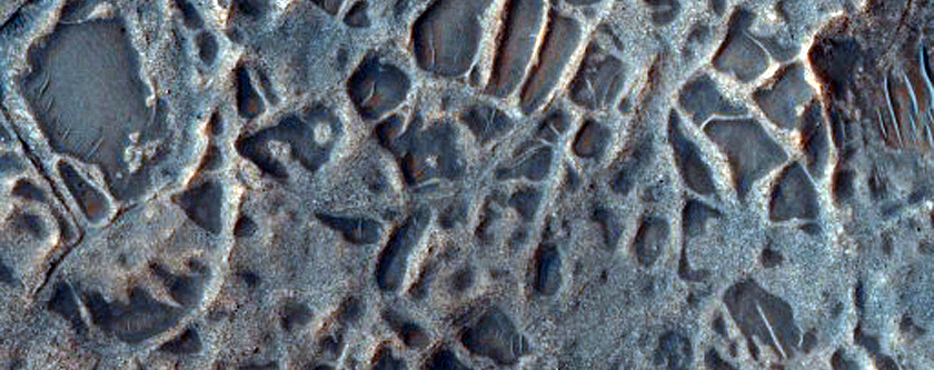 Ridge Network along Central Peak of Impact Crater