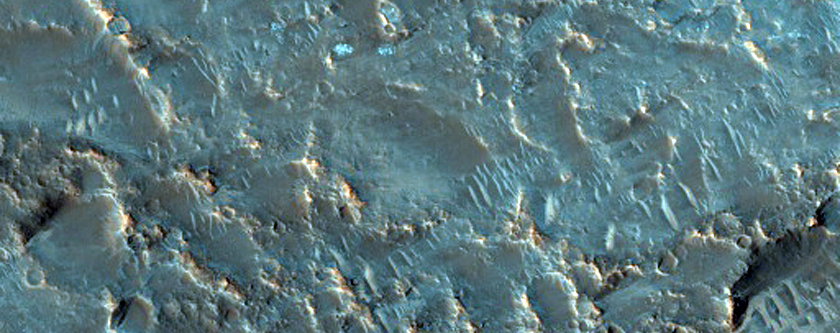 Contact between THEMIS Spectral Units in Tyrrhena Terra